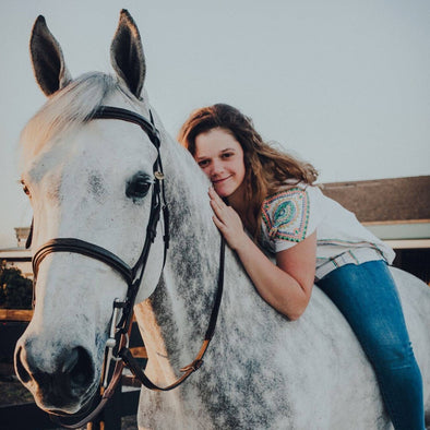 Emma Sargent on grey horse.