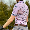 Equestrian short sleeve sun shirt polo with UPF or SPF protection and pink dragon fly design