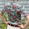 Equestrian short sleeve sun shirt polo with UPF or SPF protection and green and rust dragon design