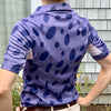 Equestrian short sleeve sun shirt polo with UPF or SPF protection and dark blue appaloosa spots design