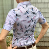 Equestrian short sleeve sun shirt polo with UPF or SPF protection and lavender flying insects design